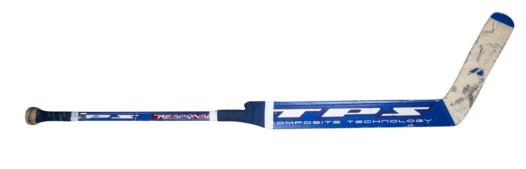 2007-08 Henrik Lundqvist Game Used TPS Goalie Stick (Rangers-MeiGray) 
